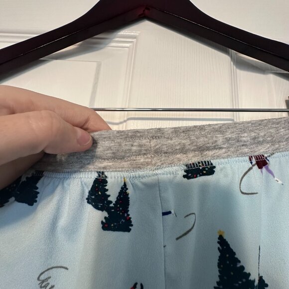 Kate Spade Holiday Christmas Skating Winter Blue Gray Jogger Pajamas Size XL - Picture 11 of 12